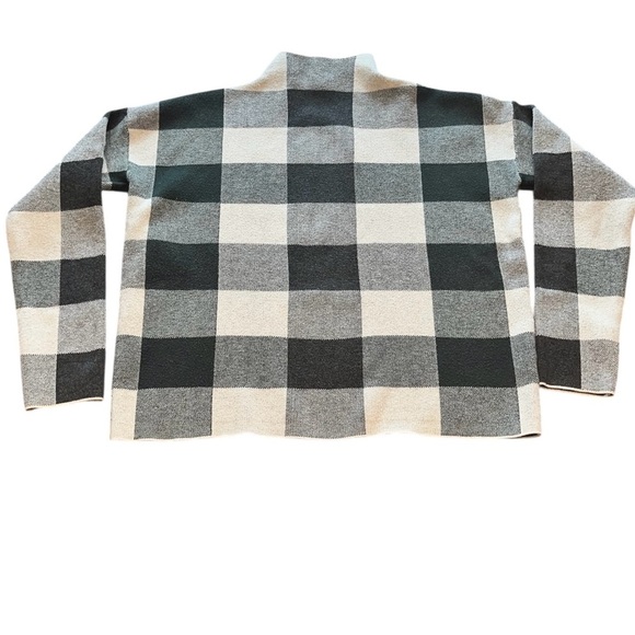 Tahari Mock Funnel Neck Checkered Green/Cream/Black Turtleneck Sweater Size S - Picture 7 of 15